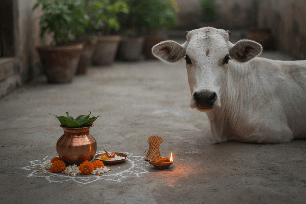 Peaceful Cow Pooja